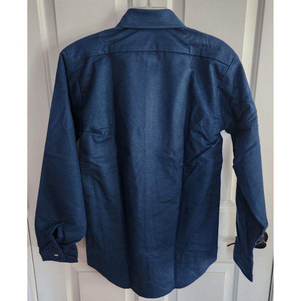 Codet Royal Blue Small Flannel Button Front Shirt USA Made 100 % Cotton Vintage - Picture 4 of 5
